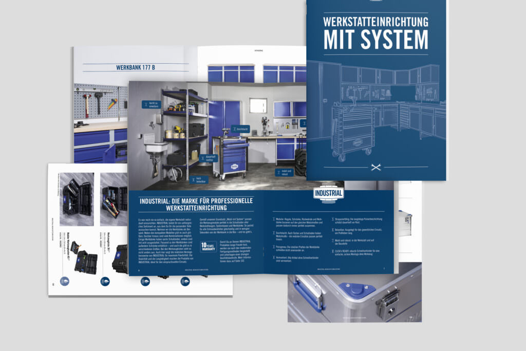 Industrial broschuere offen für Broschürendesign