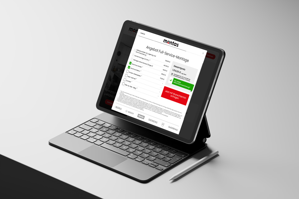 Montas website preisrechner für Webdesign