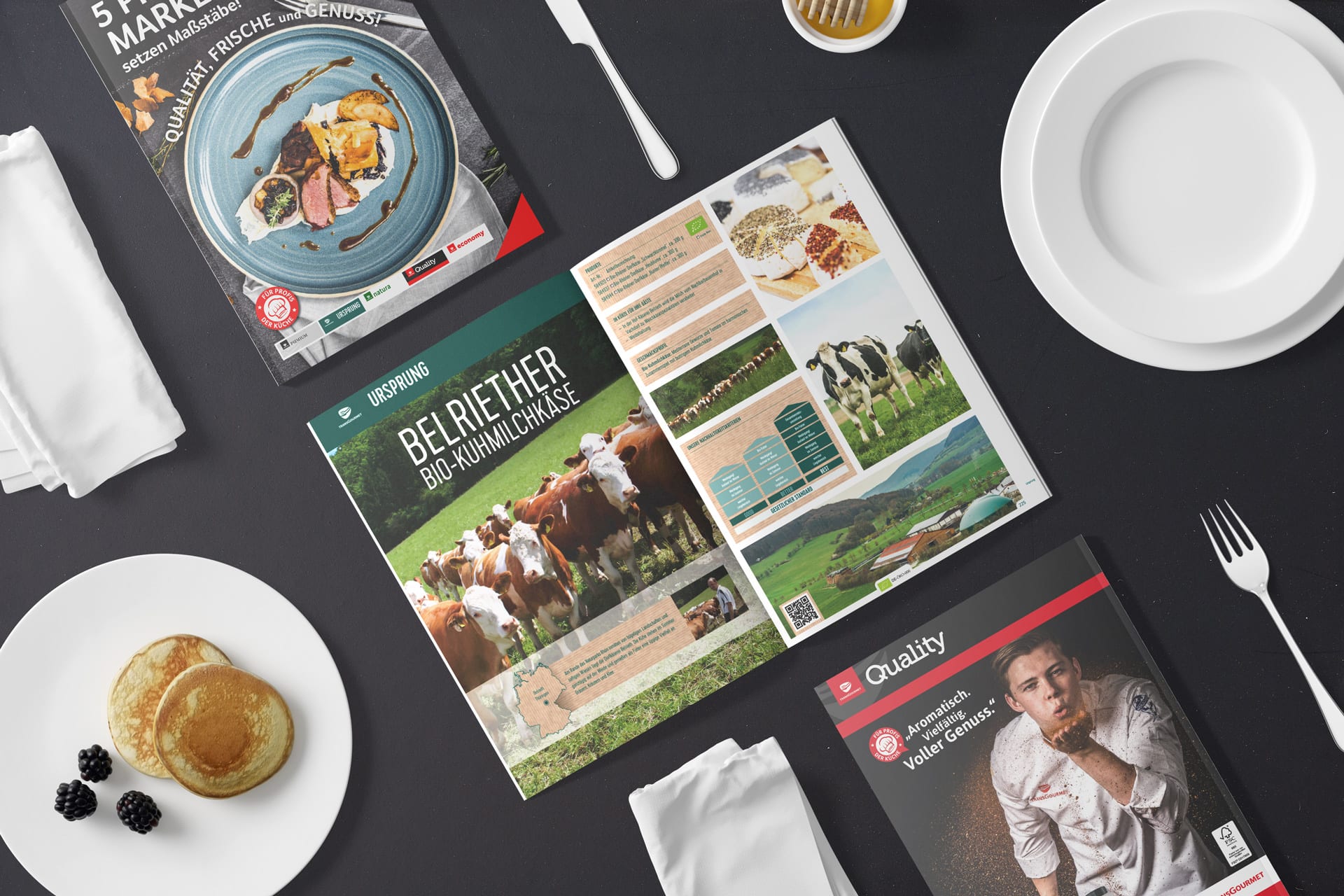 Transgourmet broschuere tisch für Broschürendesign